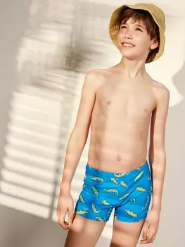 Трусы купальные для мальчиков синие с принтом