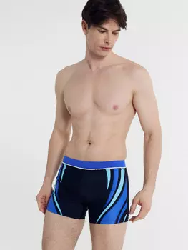 Трусы купальные мужские синие с графикой