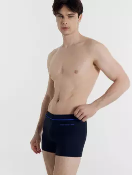 Трусы купальные мужские синие с печатью