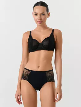 Трусы макси женские черные с кружевом