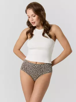 Трусы макси женские хаки с цветочным принтом