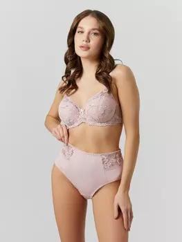 Трусы макси женские розовые с кружевом и высокой посадкой