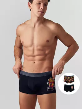 Трусы боксеры мужские с принтом в наборе, 2 шт