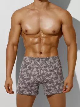 Трусы шорты мужские серые с принтом