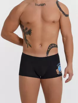 Трусы мужские боксеры черные с печатью