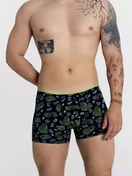 Трусы мужские боксеры черные с принтом