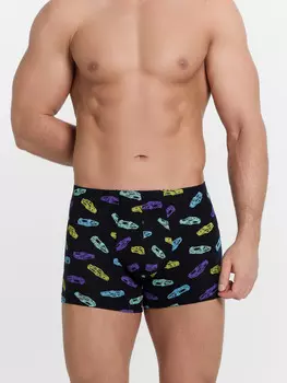 Трусы мужские боксеры черные с принтом в виде машинок