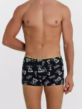 Трусы мужские боксеры черыне с принтом в виде джек-рассела