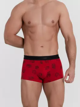Трусы мужские боксеры красные с принтом в виде масок