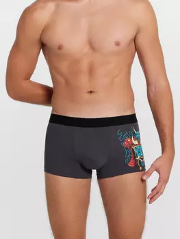 Трусы мужские боксеры серые с печатью