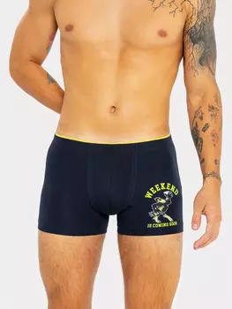 Трусы мужские боксеры синие с печатью