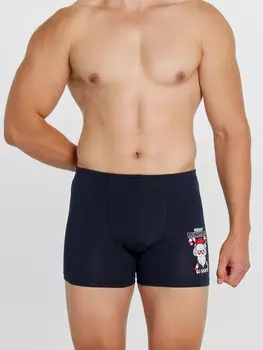 Трусы мужские боксеры синие с печатью