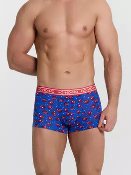 Трусы мужские боксеры темно-синие с принтом