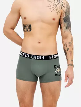 Трусы мужские боксеры в зеленом цвете с печатью