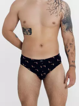 Трусы мужские плавки черные с принтом