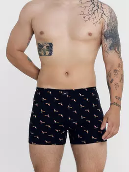 Трусы мужские шорты черные с принтом