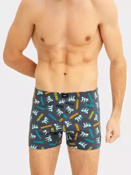 Трусы мужские шорты серые с пингвинами