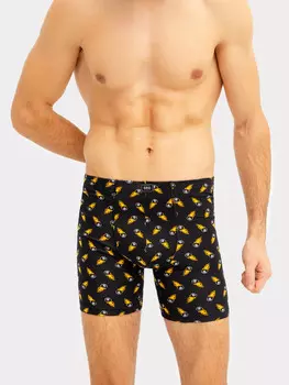 Трусы мужские удлиненные боксеры черные с принтом