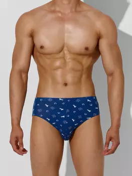 Трусы плавки мужские синие с принтом
