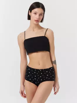 Трусы шортики женские черные с принтом