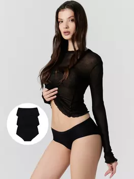 Трусы-шортики женские черные в наборе, 3 шт