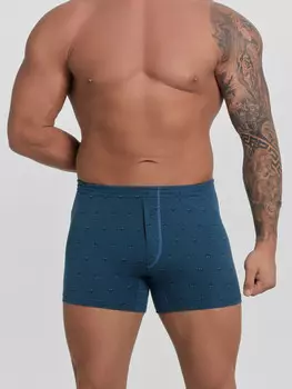 Трусы шорты мужские синие с принтом