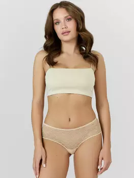 Трусы шорты женские бежевые кружевные