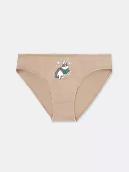 Трусы слипы для девочек в бежевом цвете с печатью