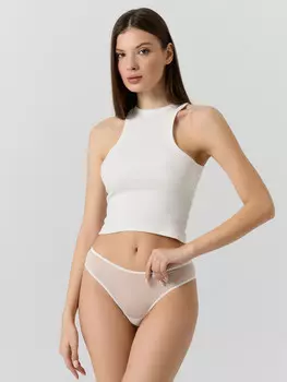 Трусы слипы женские белые из сеточки