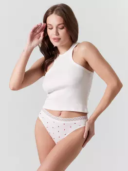 Трусы слипы женские белые с принтом