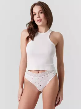 Трусы слипы женские белые с сердечками