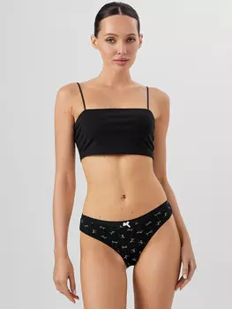 Трусы слипы женские черные с бантиками