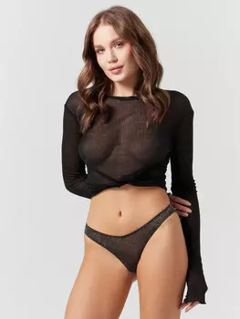 Трусы слипы женские черные с люрексом