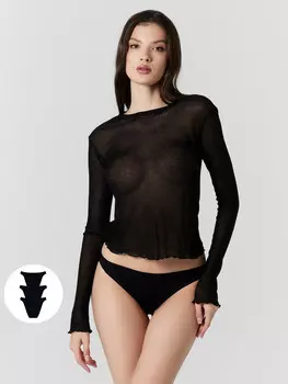 Трусы слипы женские черные в наборе, 3 шт