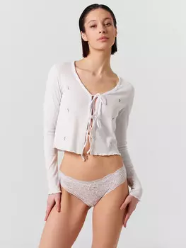 Трусы слипы женские с принтом и кружевом