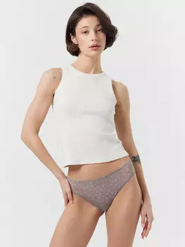 Трусы слипы женские серые из сеточки и кружева