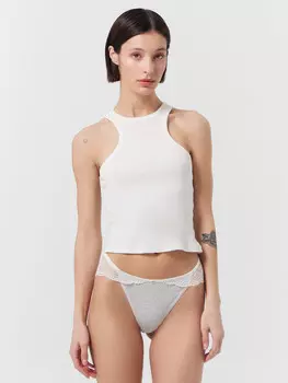 Трусы слипы женские серые с кружевом