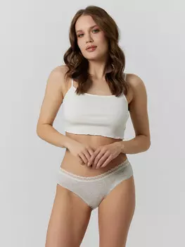 Трусы слипы женские серые с кружевом