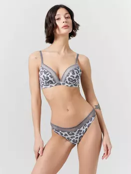 Трусы слипы женские серые с леопардовым принтом