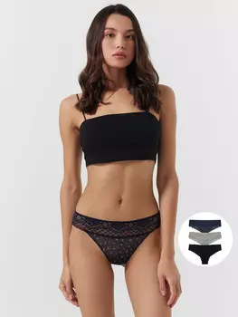 Трусы бразилиана женские в наборе, 3 шт