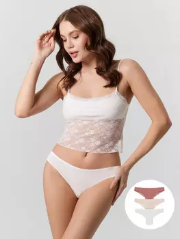 Трусы бразилиана женские в наборе, 3 шт