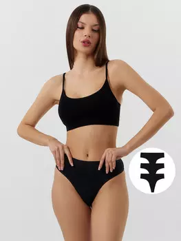 Трусики бразилиана черные в наборе, 3 шт