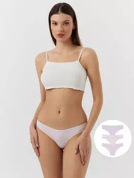 Трусы бразилиана женские лиловые в наборе, 3 шт