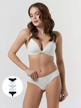 Трусы бразилиана женские белые в наборе, 5 шт