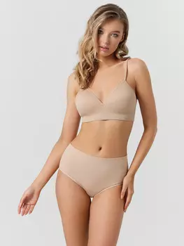 Трусы слипы женские бежевые с высокой посадкой