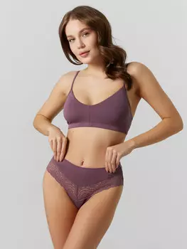 Трусы слипы женские фиолетовые с кружевом