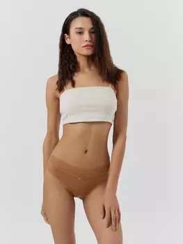 Трусы слипы женские бежевые с кружевом