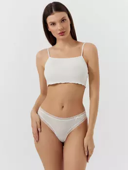 Трусы стринги женские белые с кружевом