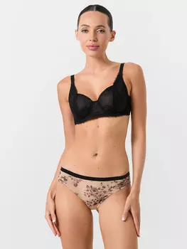 Трусы женские бежевые с цветочным принтом