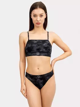 Трусы женские бразилиана черные в технике тай-дай